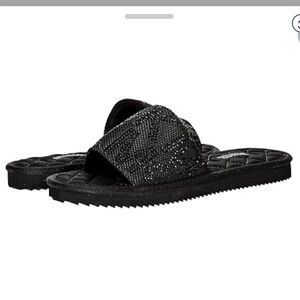 Michael Kors Glitter Black Slide Sandals